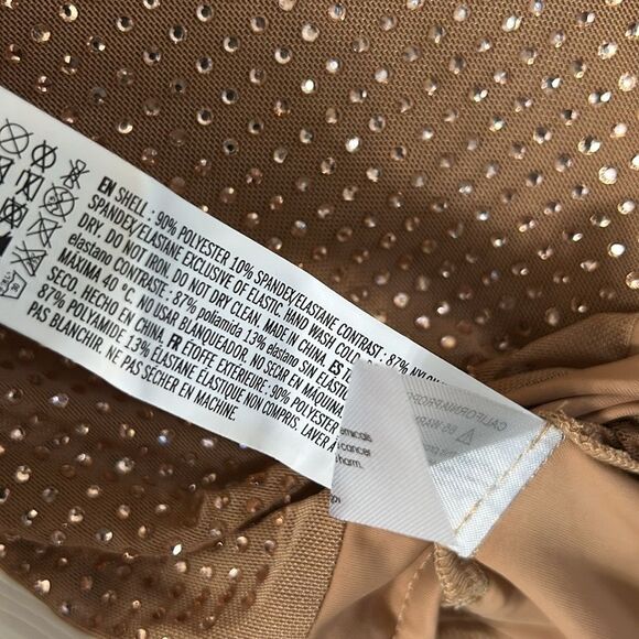 Grey Lab Embellished Tan Turtleneck Mesh Bodysuit(Size Medium) - Picture 9 of 10